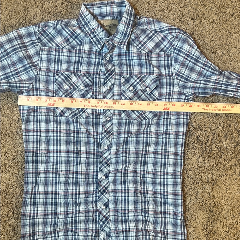 Wrangler Retro Casual Blue Plaid Button-Down Shirt for Men Size XXL - Picture 8 of 10